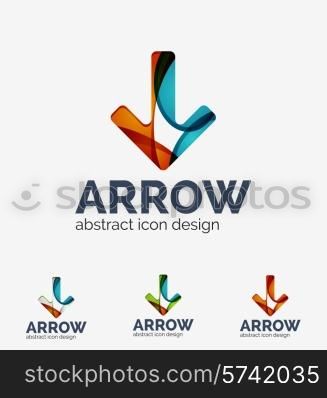 Clean moden wave design arrow company logo, business icon made of overlapping elements