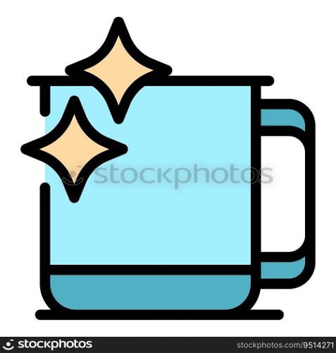 Clean mug icon outline vector. Dish product. Cleaner water color flat. Clean mug icon vector flat