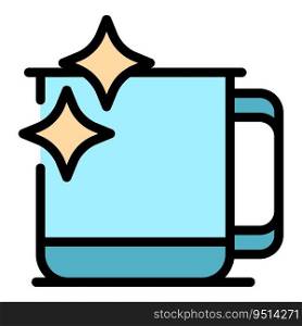 Clean mug icon outline vector. Dish product. Cleaner water color flat. Clean mug icon vector flat