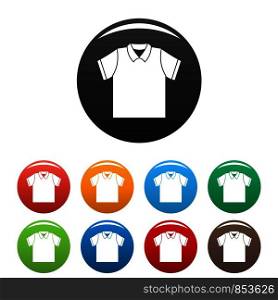 Clean polo shirt icons set 9 color vector isolated on white for any design. Clean polo shirt icons set color