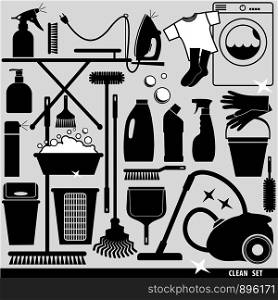 Clean set background.. Cleaning background illustration. Set of icons cleaning.