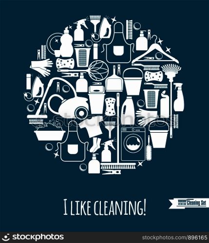Clean set illustration. Cleaning background illustration.