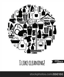 Clean set illustration. Cleaning background illustration. Set of icons cleaning.