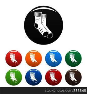 Clean socks icons set 9 color vector isolated on white for any design. Clean socks icons set color