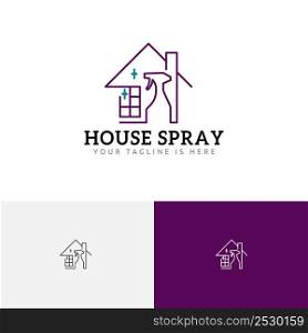 Clean Spray House Cleaning Service Line Style Logo