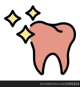 Clean tooth icon. Outline clean tooth vector icon color flat isolated. Clean tooth icon color outline vector
