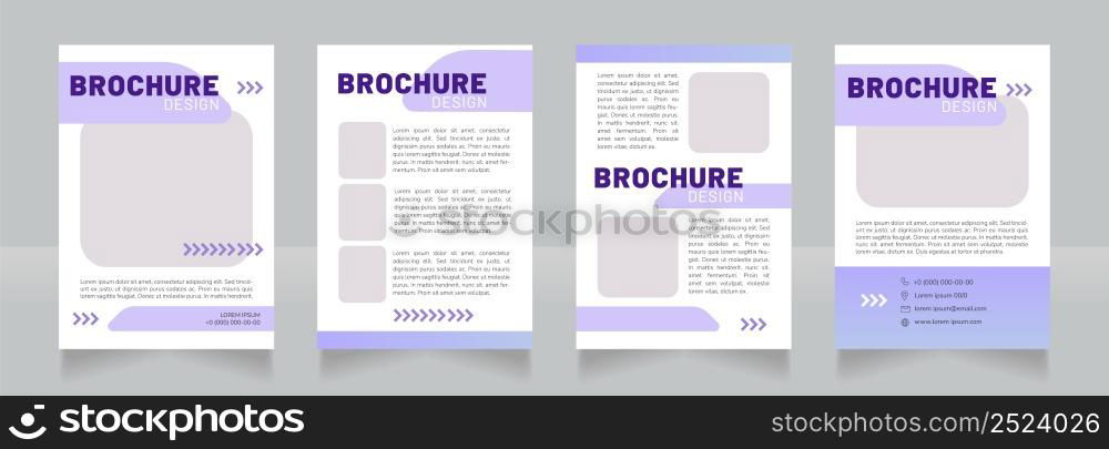 Clean transport purple blank brochure design. Template set with copy space for text. Premade corporate reports collection. Editable 4 paper pages. Barlow Black, Regular, Nunito Light fonts used. Clean transport purple blank brochure design