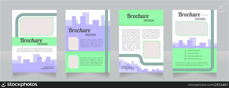 Clean urban transport blank brochure design. Template set with copy space for text. Premade corporate reports collection. Editable 4 paper pages. Lobster Regular, Nunito SemiBold, Light fonts used. Clean urban transport blank brochure design