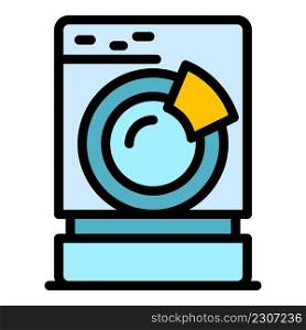 Clean washing machine icon. Outline clean washing machine vector icon color flat isolated. Clean washing machine icon color outline vector