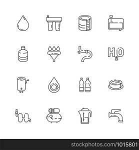 Clean water icon. Fresh drink dispenser machine purity relations eco barrel vector thin line symbols. Filtration system for purity water illustration. Clean water icon. Fresh drink dispenser machine purity relations eco barrel vector thin line symbols