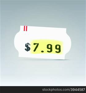Clean white small old price tag with printed and highlighted price