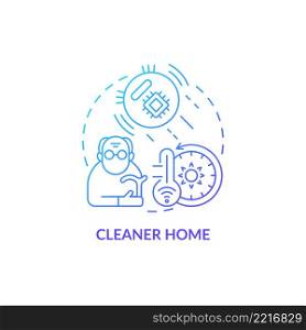 Cleaner home blue gradient concept icon. Smart technology for senior abstract idea thin line illustration. Artificial intelligence gadgets. Isolated outline drawing. Myriad Pro-Bold font used. Cleaner home blue gradient concept icon