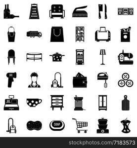 Cleaner icons set. Simple style of 36 cleaner vector icons for web isolated on white background. Cleaner icons set, simple style