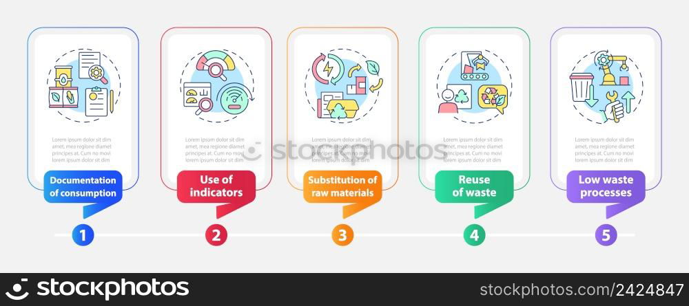 Cleaner production options rectangle infographic template. Data visualization with 5 steps. Process timeline info chart. Workflow layout with line icons. Myriad Pro-Bold, Regular fonts used. Cleaner production options rectangle infographic template