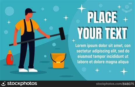 Cleaner service equipment concept banner. Flat illustration of cleaner service equipment vector concept banner for web design. Cleaner service equipment concept banner, flat style