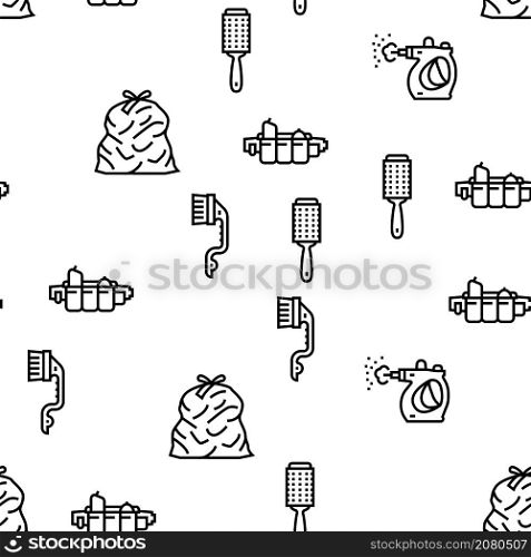 Cleaning And Washing Accessories Vector Seamless Pattern Thin Line Illustration. Cleaning And Washing Accessories Vector Seamless Pattern