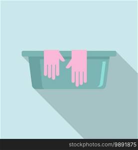 Cleaning basin gloves icon. Flat illustration of cleaning basin gloves vector icon for web design. Cleaning basin gloves icon, flat style