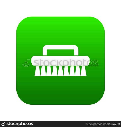 Cleaning brush icon digital green for any design isolated on white vector illustration. Cleaning brush icon digital green