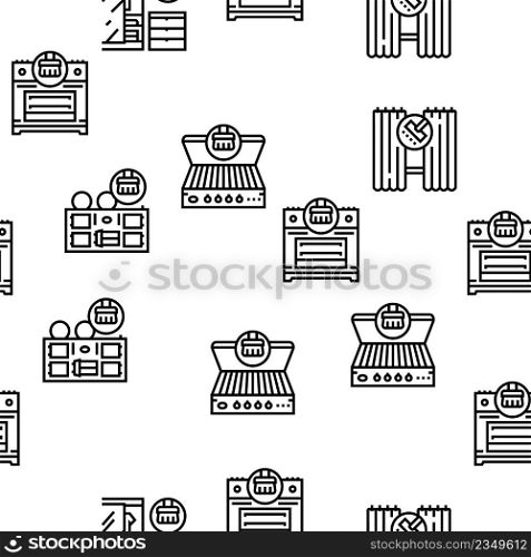 Cleaning Building And Equipment Vector Seamless Pattern Thin Line Illustration. Cleaning Building And Equipment Vector Seamless Pattern