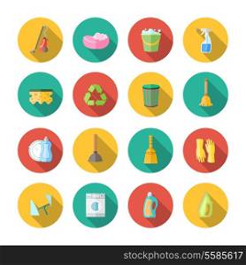 Cleaning dusting and sanitation icons set of can bucket spray plunger isolated vector illustration