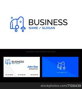 Cleaning, Electrical, Equipment, Vacuum Blue Business logo and Business Card Template. Front and Back Design