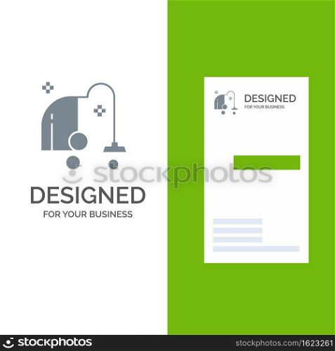 Cleaning, Electrical, Equipment, Vacuum Grey Logo Design and Business Card Template