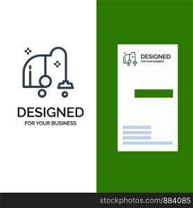 Cleaning, Electrical, Equipment, Vacuum Grey Logo Design and Business Card Template