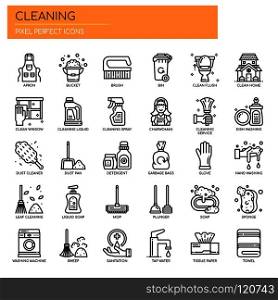 Cleaning Elements , Thin Line and Pixel Perfect Icons
