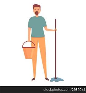Cleaning floor mop icon cartoon vector. Household person. Cleaner company. Cleaning floor mop icon cartoon vector. Household person