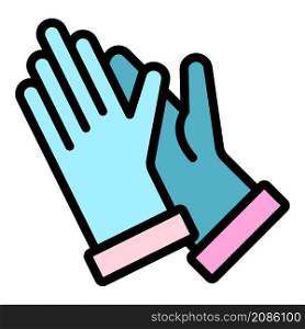 Cleaning gloves icon. Outline cleaning gloves vector icon color flat isolated. Cleaning gloves icon color outline vector