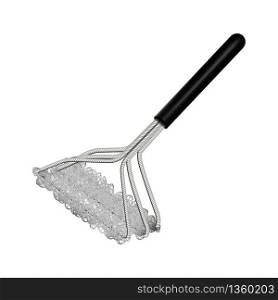 Cleaning Grill Appliance With Scrubber Vector. Brush With Chrome Metallic Bristles And Scraper For Clean Barbeque Grate. Scrubbing And Brushing Accessory Template Realistic 3d Illustration. Cleaning Grill Appliance With Scrubber Vector