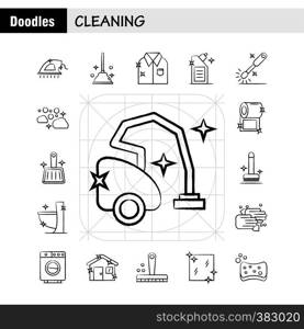 Cleaning Hand Drawn Icons Set For Infographics, Mobile UX/UI Kit And Print Design. Include: Brush, Brushing, Clean, Scrub, Plunger, Restroom, Toilet, Tool, Icon Set - Vector