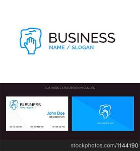 Cleaning, Hand, Housework, Rub, Scrub Blue Business logo and Business Card Template. Front and Back Design