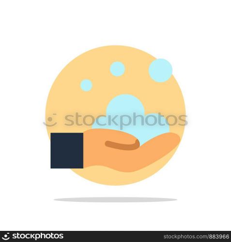 Cleaning, Hand, Soap, Wash Abstract Circle Background Flat color Icon