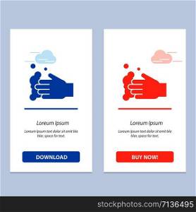 Cleaning, Hand, Soap, Wash Blue and Red Download and Buy Now web Widget Card Template