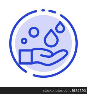 Cleaning, Hand, Soap, Wash Blue Dotted Line Line Icon