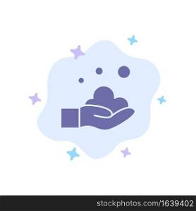 Cleaning, Hand, Soap, Wash Blue Icon on Abstract Cloud Background