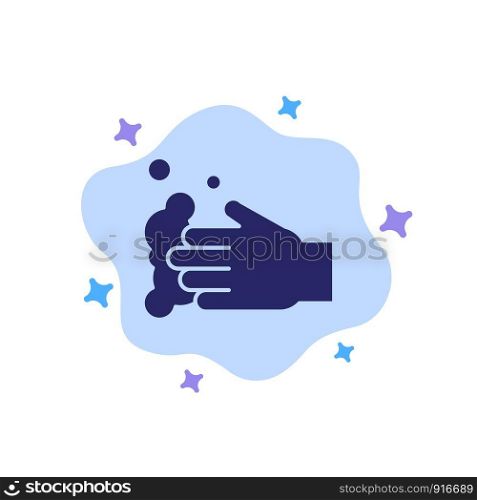 Cleaning, Hand, Soap, Wash Blue Icon on Abstract Cloud Background
