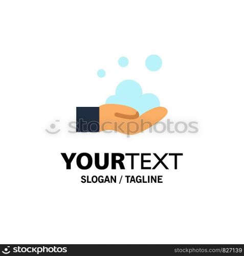 Cleaning, Hand, Soap, Wash Business Logo Template. Flat Color