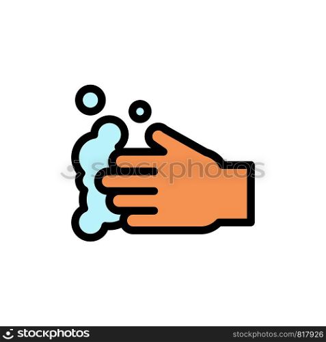Cleaning, Hand, Soap, Wash Flat Color Icon. Vector icon banner Template