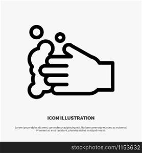 Cleaning, Hand, Soap, Wash Line Icon Vector