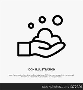 Cleaning, Hand, Soap, Wash Line Icon Vector