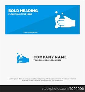Cleaning, Hand, Soap, Wash SOlid Icon Website Banner and Business Logo Template