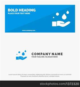 Cleaning, Hand, Soap, Wash SOlid Icon Website Banner and Business Logo Template
