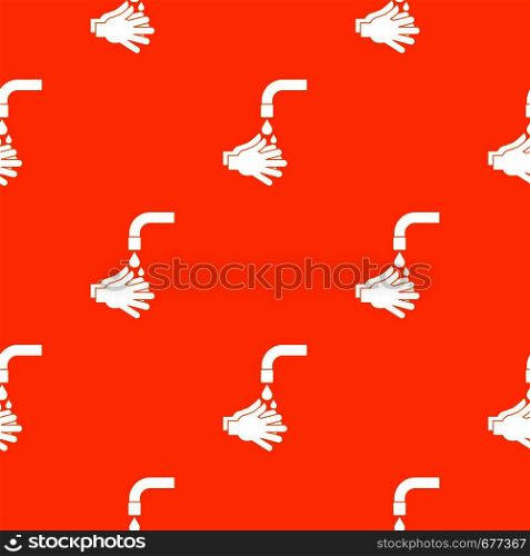 Cleaning hands pattern repeat seamless in orange color for any design. Vector geometric illustration. Cleaning hands pattern seamless