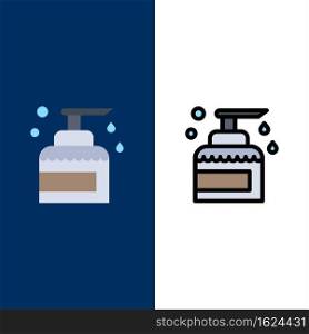 Cleaning, House, Keeping, Product, Spray  Icons. Flat and Line Filled Icon Set Vector Blue Background