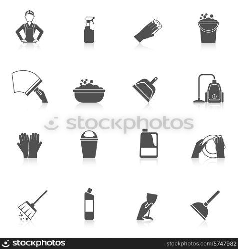 Cleaning housekeeper dishwashing icon set with glass and plates washing isolated vector illustration