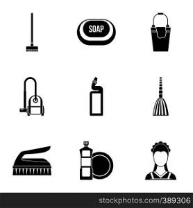 Cleaning icons set. Simple illustration of 9 cleaning vector icons for web. Cleaning icons set, simple style