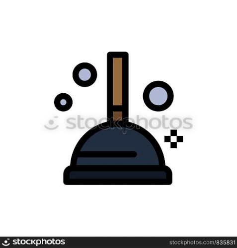 Cleaning, Improvement, Plunger Flat Color Icon. Vector icon banner Template