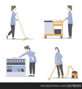 Cleaning in the office. Vector illustration